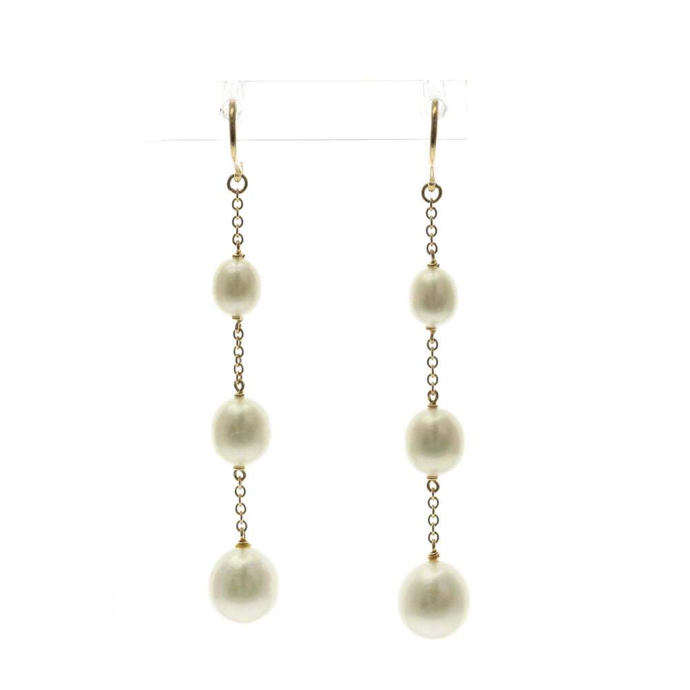 Tiffany By The Yard Pearl Earrings Freshwater Pearl Yellow Gold (18K) Drop Ea...